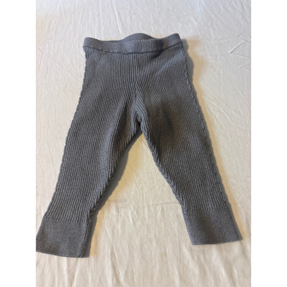 Mayoral Knit Leggings Kids 12M Gray Excellent Ribbed Side Cable Detail Pants